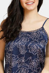 Zivame Floral Fantasy Satin Pyjama Set - Navy — thumbnail 4