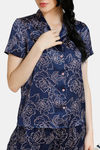 Zivame Floral Fantasy Satin Pyjama Set - Navy — thumbnail 4