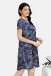 Zivame Floral Fantasy Satin Short Length Nightdress - Navy — thumbnail 2