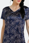 Zivame Floral Fantasy Satin Short Length Nightdress - Navy — thumbnail 4