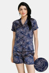 Zivame Floral Fantasy Woven Shorts Set - Navy — thumbnail 1
