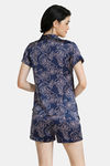 Zivame Floral Fantasy Woven Shorts Set - Navy — thumbnail 3