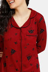 Zivame Halloween Butter-Soft Poly Knit Pyjama Set - Maroon — thumbnail 4