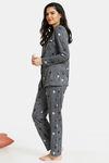 Zivame Spooky Spider-Glow In The Dark Butter-Soft Poly Knit Pyjama Set - Charcoal — thumbnail 2