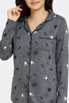 Zivame Spooky Spider-Glow In The Dark Butter-Soft Poly Knit Pyjama Set - Charcoal — thumbnail 4