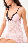 Zivame Lace N Mesh Babydoll - Light Pink — thumbnail 4