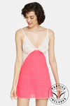 Zivame Lace N Mesh Babydoll With Thong - Peach — thumbnail 1