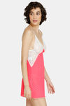 Zivame Lace N Mesh Babydoll With Thong - Peach — thumbnail 2