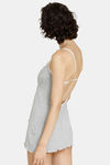 Zivame Lace Trimmed Babydoll With Thong - Grey — thumbnail 3