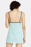 Zivame Lace N Mesh Babydoll With Thong - Mint Blue — thumbnail 3