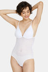 Zivame Padded WireFree Lace N Mesh Teddy - White — thumbnail 1