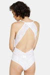 Zivame Padded WireFree Lace N Mesh Teddy - White — thumbnail 3