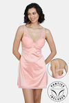 Zivame Satin Babydoll With Bikini Set - Peach Pearl — thumbnail 1