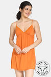 Zivame Lace N Mesh Babydoll With Thong - Autumn Maple — thumbnail 1
