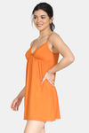 Zivame Lace N Mesh Babydoll With Thong - Autumn Maple — thumbnail 2
