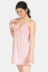 Zivame Lace N Mesh Babydoll With Thong - Powder Pink — thumbnail 2