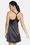 Zivame Satin Babydoll With Thong - Anthracite — thumbnail 3
