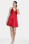Zivame Satin Babydoll With Thong - Chili Pepper — thumbnail 4