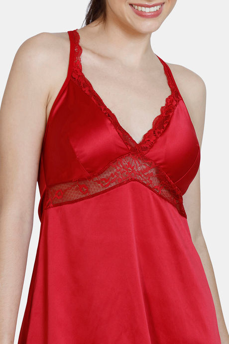 Zivame Satin Babydoll With Thong - Chili Pepper — image 5