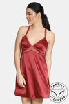 Zivame Satin Babydoll With Thong - Merlot — thumbnail 1