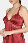 Zivame Satin Babydoll With Thong - Merlot — thumbnail 4