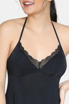 Zivame Lace N Mesh Babydoll With Thong - Anthracite — thumbnail 4
