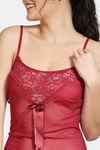 Zivame Lace N Mesh Babydoll With Thong - Ruby Wine — thumbnail 4