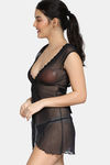 Zivame Lace N Mesh Babydoll With Thong - Black — thumbnail 2