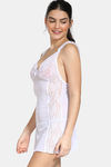 Zivame Lace N Mesh Babydoll With Thong - White — thumbnail 2