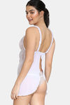 Zivame Lace N Mesh Babydoll With Thong - White — thumbnail 3