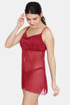 Zivame Jacquard Scrolls Babydoll With Thong - Rhododendron — thumbnail 2