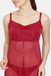 Zivame Jacquard Scrolls Babydoll With Thong - Rhododendron — thumbnail 5