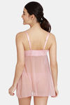 Zivame Jacquard Scrolls Babydoll With Thong - Rose Tan — thumbnail 3
