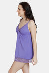 Zivame Ruby Spark Babydoll With Thong - Purple Corallite — thumbnail 2