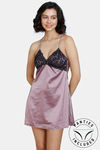 Zivame Satin Babydoll With Thong - Elderberry — thumbnail 1