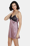 Zivame Satin Babydoll With Thong - Elderberry — thumbnail 2