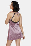 Zivame Satin Babydoll With Thong - Elderberry — thumbnail 3