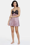 Zivame Satin Babydoll With Thong - Elderberry — thumbnail 4