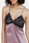 Zivame Satin Babydoll With Thong - Elderberry — thumbnail 5