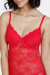 Zivame Beautiful Basic Knit Poly Babydoll - Rose Red — thumbnail 5