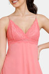 Zivame Disco Lace N Mesh Babydoll With Thong - Tea Rose — thumbnail 5