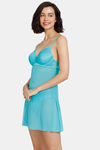 Zivame Lace N Mesh Babydoll With Thong - Ceramic — thumbnail 2