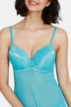 Zivame Lace N Mesh Babydoll With Thong - Ceramic — thumbnail 5