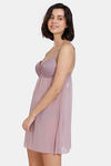 Zivame Lace N Mesh Babydoll With Thong - Elderberry — thumbnail 2