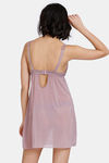 Zivame Lace N Mesh Babydoll With Thong - Elderberry — thumbnail 3