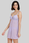 Zivame Lace N Mesh Babydoll With Thong - Violet Tulip — thumbnail 2