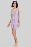 Zivame Lace N Mesh Babydoll With Thong - Violet Tulip — thumbnail 4
