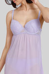Zivame Lace N Mesh Babydoll With Thong - Violet Tulip — thumbnail 5