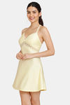 Zivame Non Padded Wirefree Relaxed Fit Lace Babydoll With Bikini Panty - Mellow Yellow — thumbnail 2