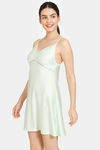 Zivame Non Padded Wirefree Relaxed Fit Lace Babydoll With Bikini Panty - Pastel Green — thumbnail 2